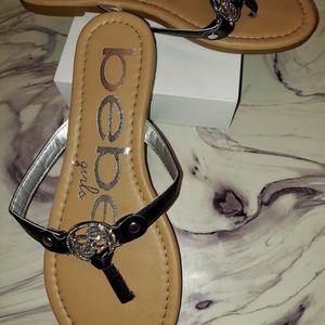bebe girls black thong sandal